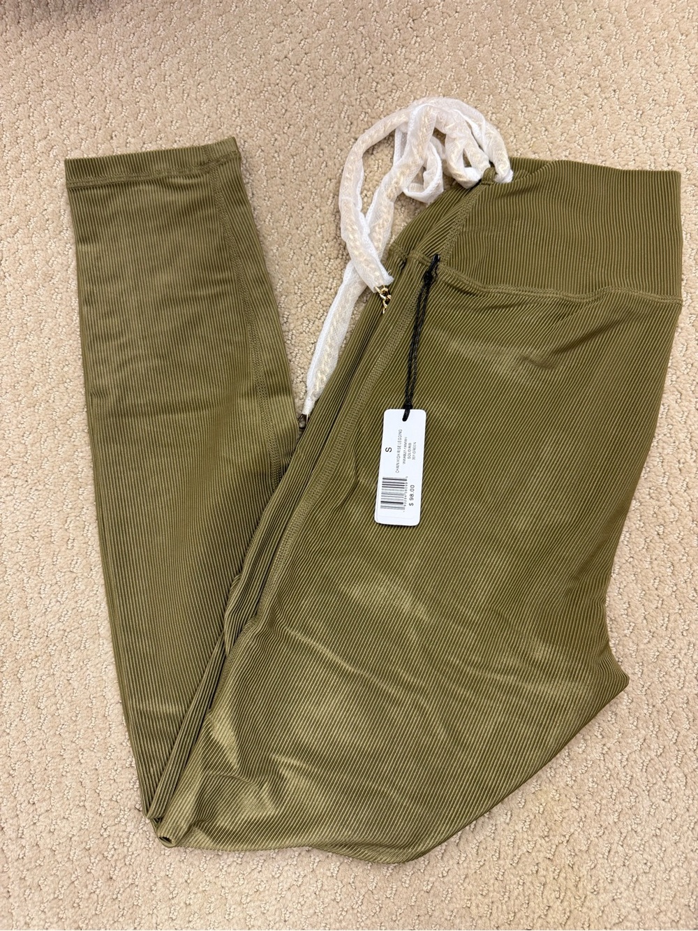WeWoreWhat Olive Green Ribbed Leggings
